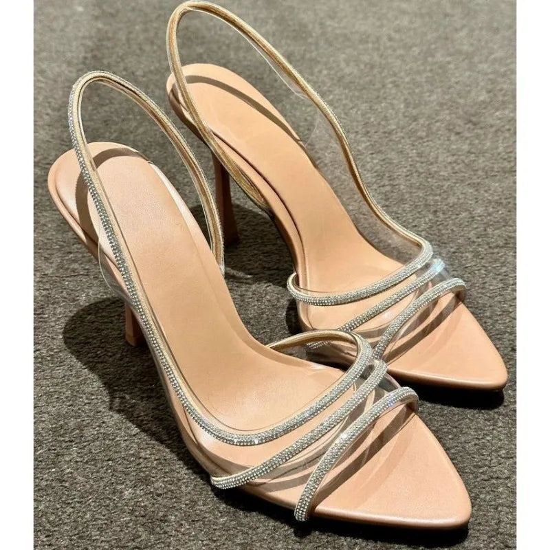 New Summer Crystal Women Sandals Fashion Elegant Transparent High Heel Shoes Ladies Outdoor Party Dress Sandalias