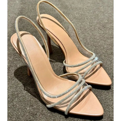 Women's Crystal Rhinestone Multi-Strap Flat Sandals | Pointed Toe | EU 34–40