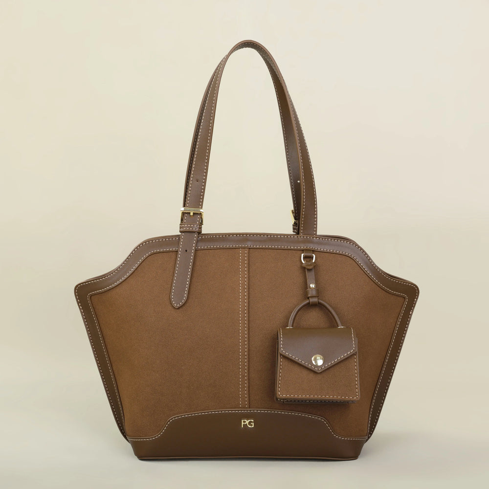 Structured Commuter Tote Bag | Contrast Stitching & Mini Pouch | Braviixx