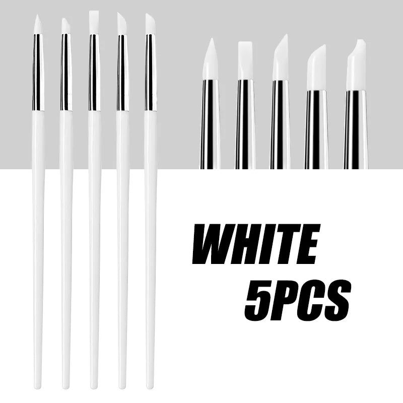 5-Piece Silicone Nail Art Brush Set | Dotting & Gel Design Tools | Braviixx