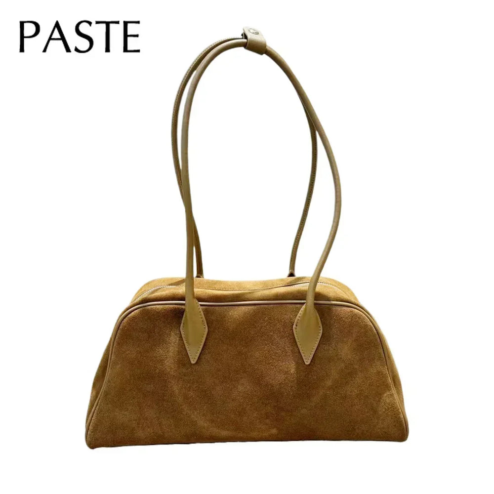 Sac Genuine Leather Women's Bag Lazy Matte Suede Tote Suede Cowhide Shoulder Bag Large Capacity Commuter Long-Handle Handbag