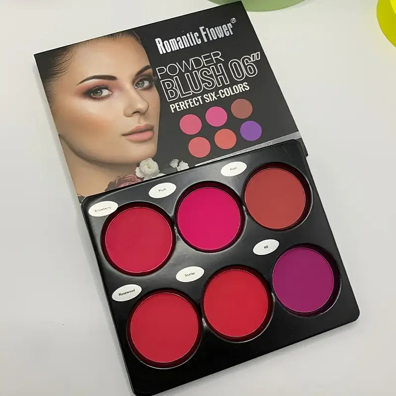 6-Colour Matte Blush Palette | Natural Contouring Blusher | Long-Lasting 18g Beauty Palette