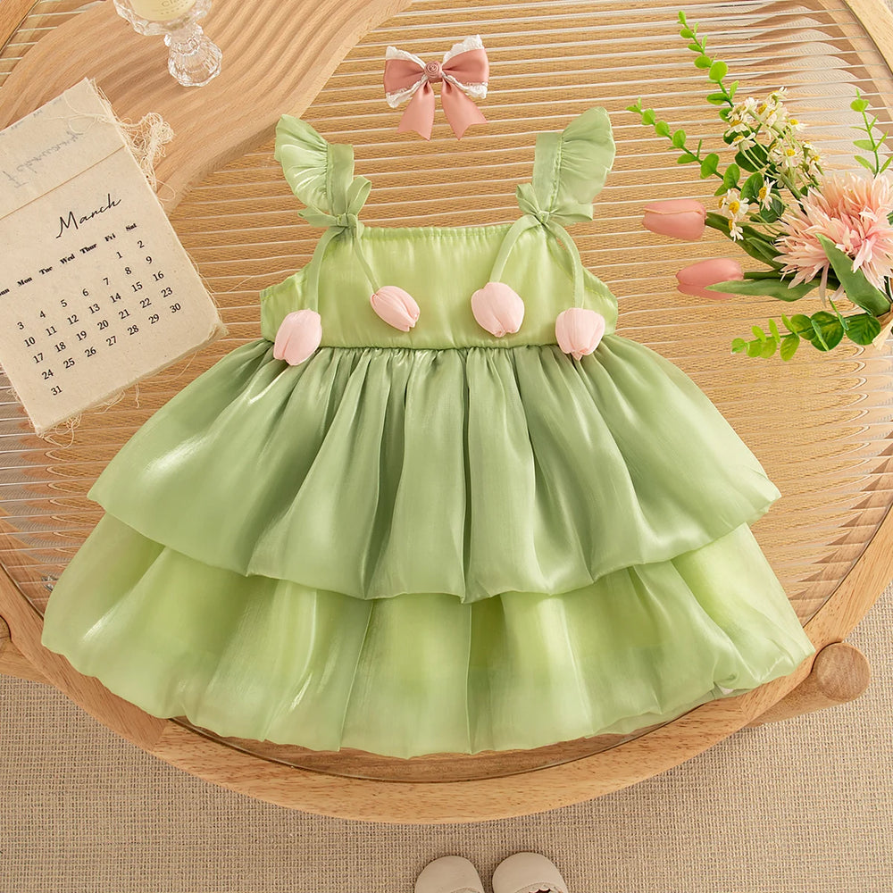 Baby Girls' Layered Princess Party Dress | Bow Tutu Dress 6M–3Y | Braviixx
