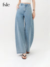 FSLE 2026 Summer Women's Light Blue Vintage Barrel Leg Jeans, Horseshoe Fit High Waist Loose Trousers for Y2K Retro Street Style