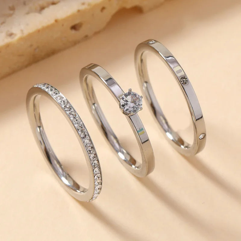 Geometric Cubic Zirconia Ring Set | Braviixx