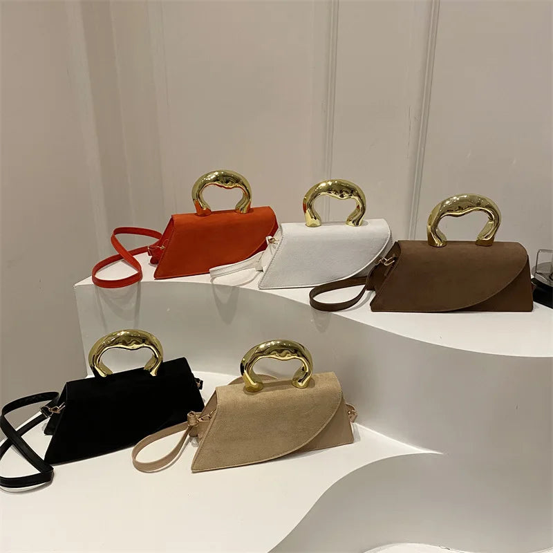 Sculpted Handle Handbag | Asymmetric Flap & Crossbody Strap | Braviixx