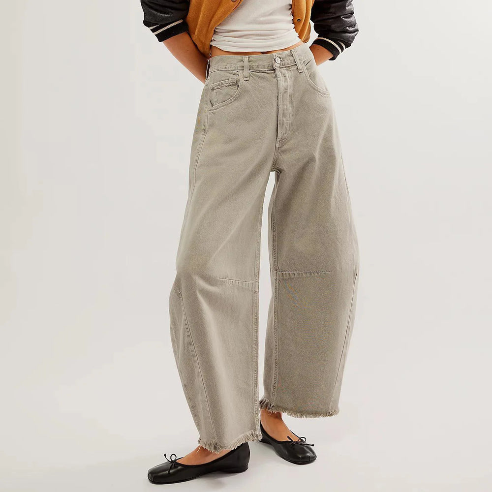 Women's Wide Leg Jeans New Style 2026 Summer New High Waist Loose Raw Edge Trousers