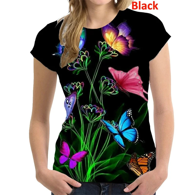 Butterfly Floral Print Oversized T-Shirt | 3D Colorful Harajuku Tee | Braviixx