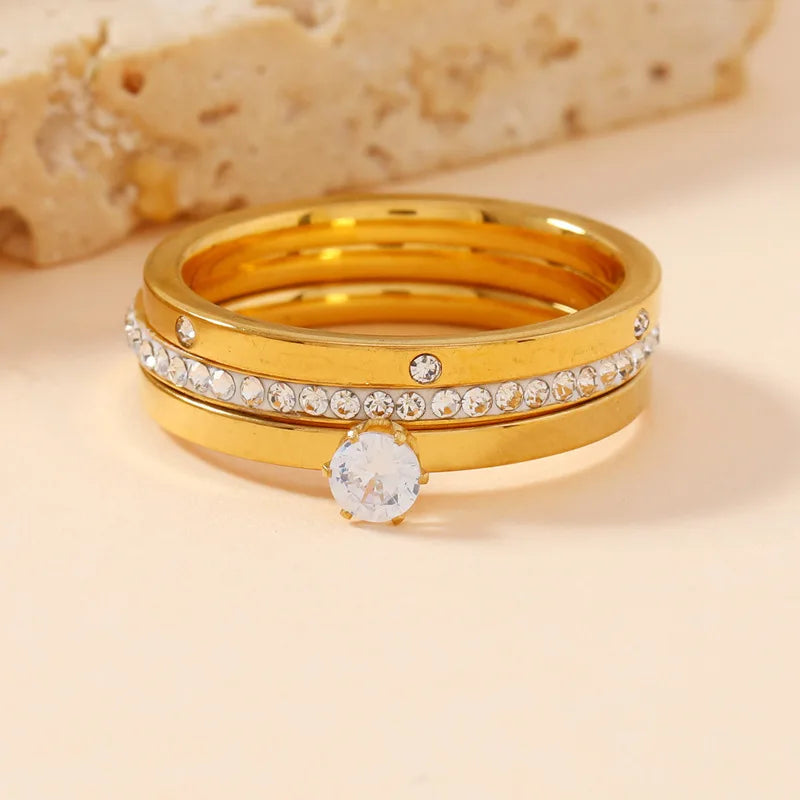 Geometric Cubic Zirconia Ring Set | Braviixx
