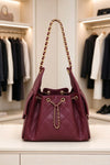 Women's Quilted Shoulder Bag | Chain Drawstring | Braviixx
