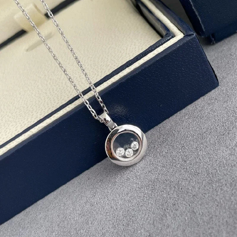 Three-Stone Cubic Zirconia Pendant Necklace | Braviixx