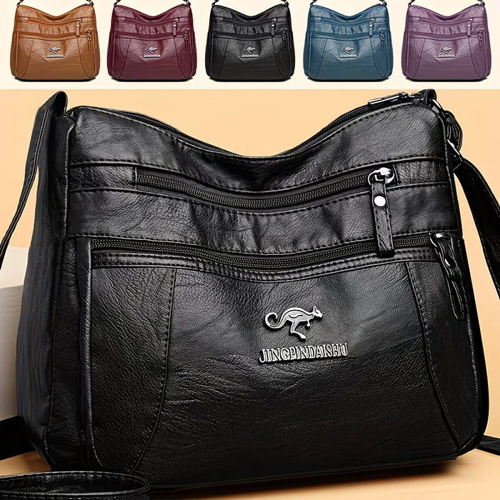 Soft Faux Leather Crossbody Bag | Multi-Zip & Adjustable Strap | Braviixx