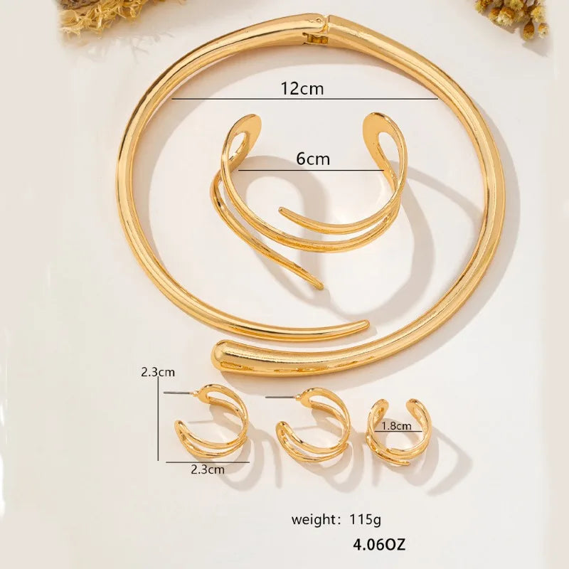 Geometric Necklace, Earrings, Ring & Bracelet Set | Braviixx