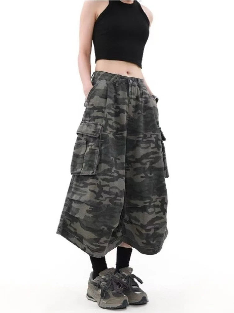 2026 Summer Y2k Retro Women Low Waisted Wash Cropped Baggy Jeans Wide Leg Frayed Denim Short Pants Korean Fashion Pants