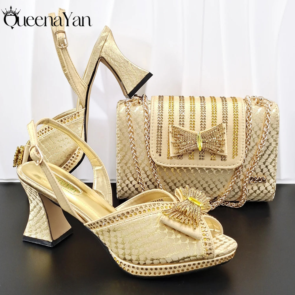 Women's Crystal Rhinestone Peep Toe Pumps | Square Heel Ankle Strap | 8.5cm | 6 Colors | EU 38–43