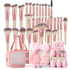 53-Piece Professional Makeup Tools Set | 32 Brushes · 8 Sponges · 8 Powder Puffs · Cosmetic Bag | Braviixx