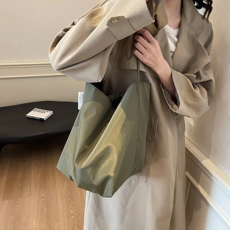 Slouchy Nylon Tote Bag | Open Top & Minimalist Design | Braviixx