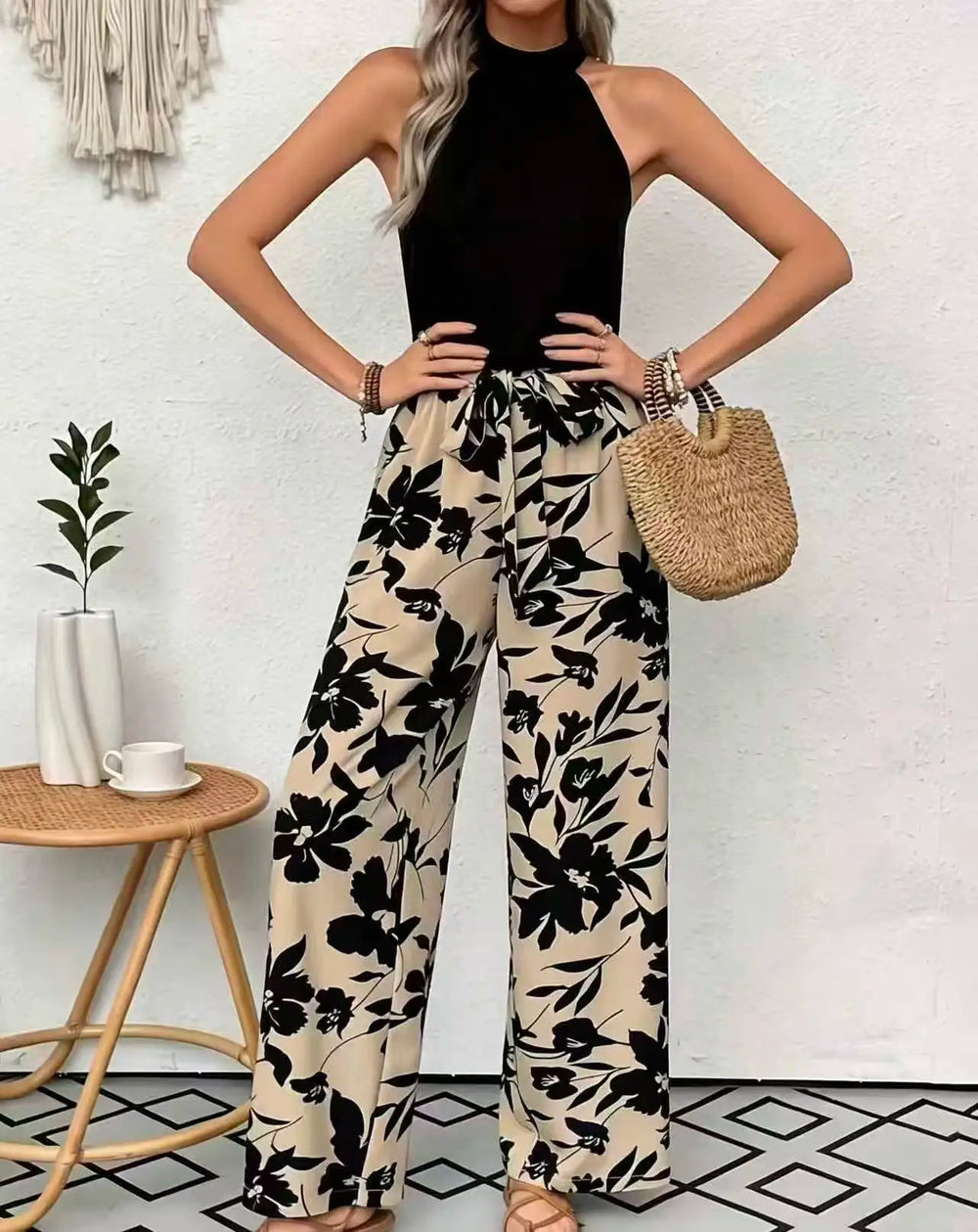 Women's 2026 Printed Wide Leg Pants Casual Elastic Waist Long Trousers Comfortable Fashion Plus Size Women's Clothing