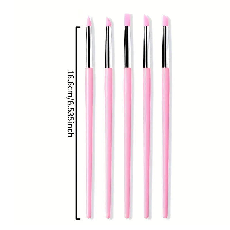 5-Piece Silicone Nail Art Brush Set | Dotting & Gel Design Tools | Braviixx
