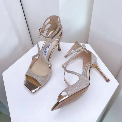 Luxury Sequined Gladiator Heels – Women's High Heel Sandals 2026