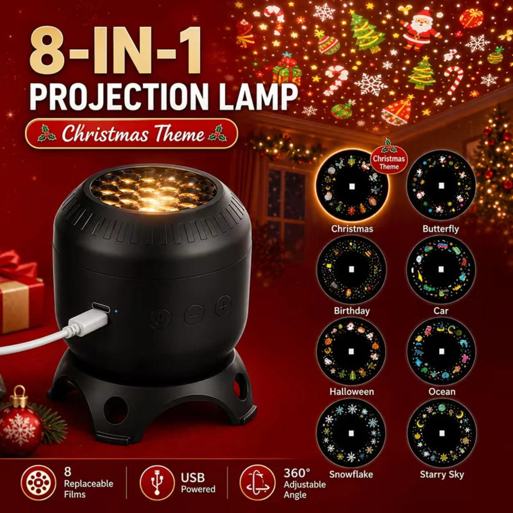 8-in-1 Projection Lamp | Holiday & Ocean Themes | Braviixx