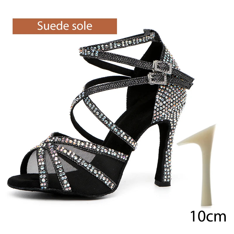 Women's Rhinestone Double-Buckle Dance Heels | Braviixx