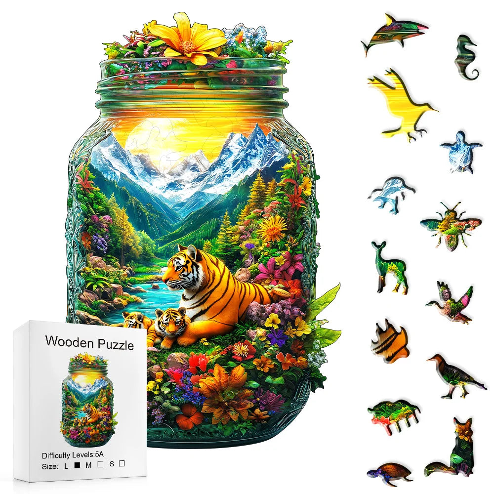 Tiger Garden Wooden Jigsaw Puzzle | Braviixx