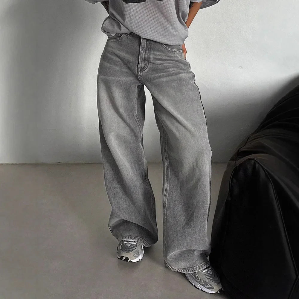 Casual Straight 2026 Retro Jeans for Women Loose Spring and Autumn Long Drape High Waist Fashionable New Pants Wide Legs