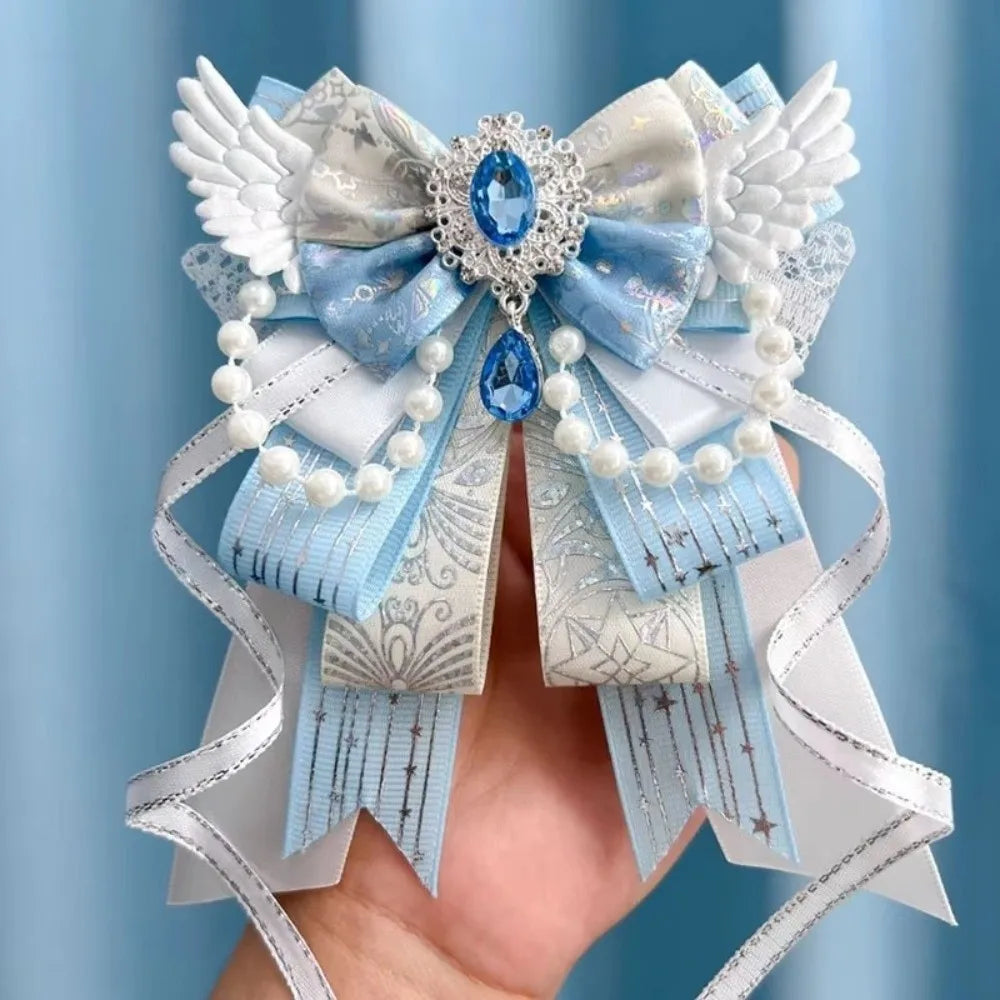 Handmade Crystal Pearl Angel Wing Bow Bag Charm
