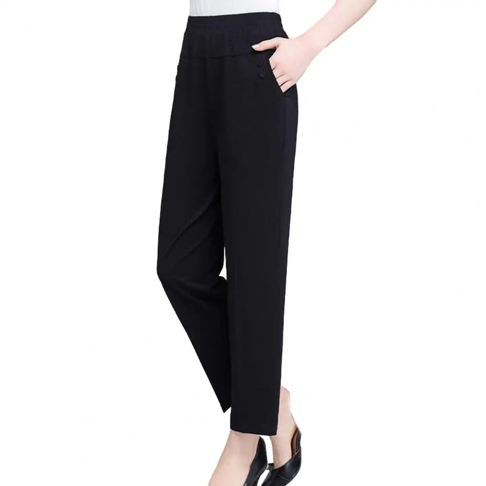 Women's High-Waist Straight-Leg Trousers | Elastic Waist & Pockets | Braviixx