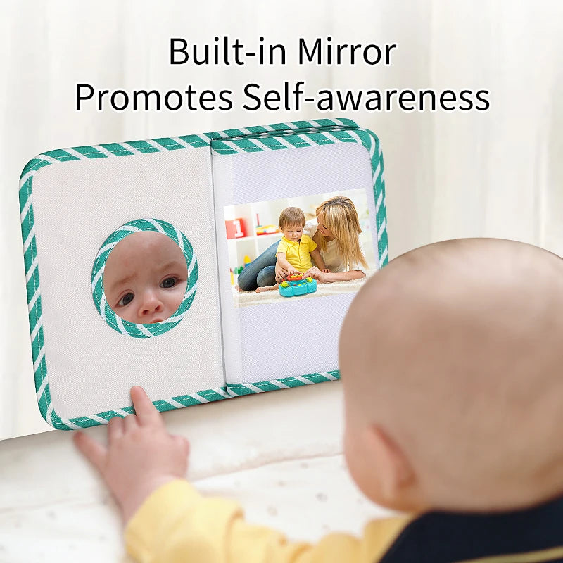 Baby Photo Album | Soft Cloth Cover, Mirror & Hanging Ring | Braviixx