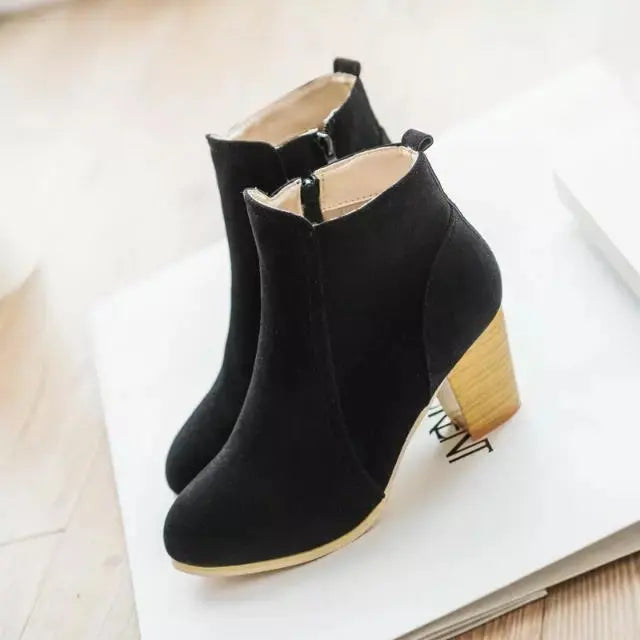 Ankle Boots | Side Zip & Block Heel | Braviixx