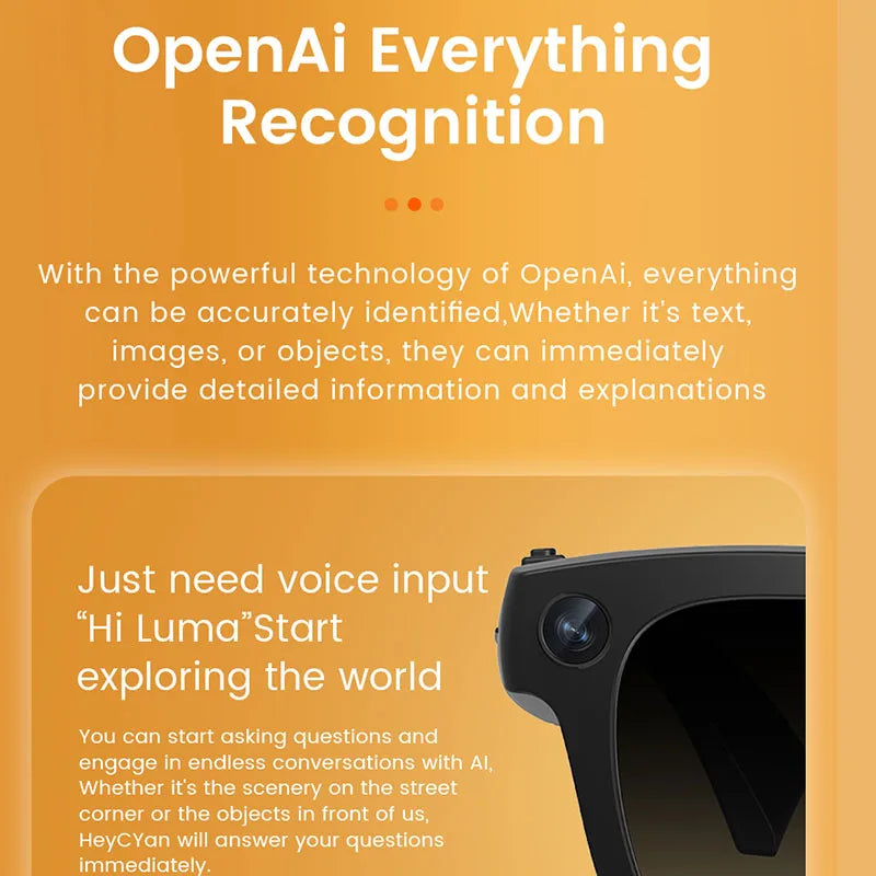 AI Smart Glasses with 8MP HD Camera | 1080p Video Calling, Real-Time Translation & Object Recognition | Braviixx