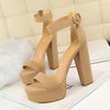 Platform Block Heel Sandals | Round-Buckle Ankle Strap | Braviixx