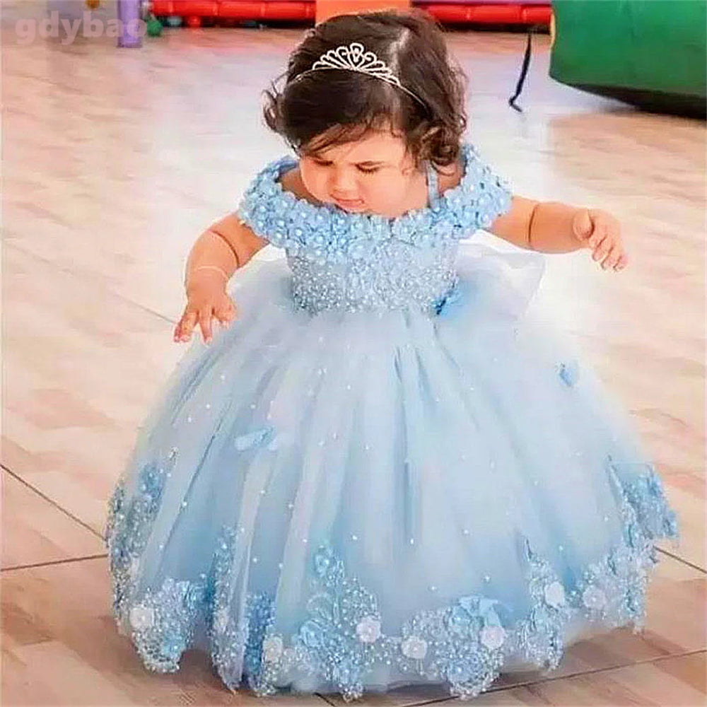 Girls' Lace Flower Girl Ball Gown | Sleeveless Party Dress | 3M–Child 14 | Braviixx