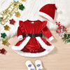Baby Christmas Velvet Romper Dress Set with Hat | Long Sleeve | 0–3M | Braviixx
