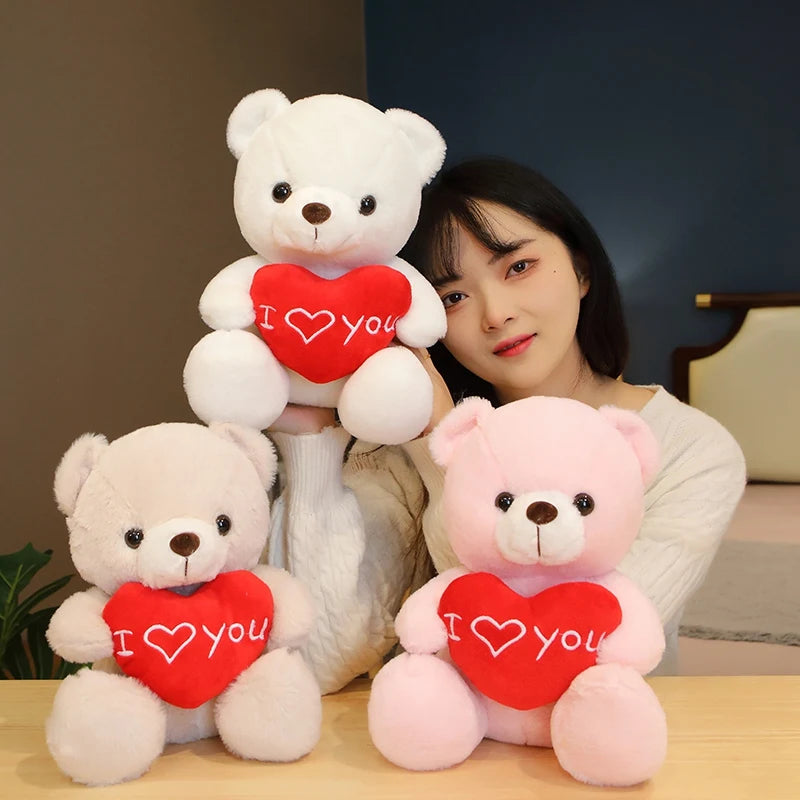 28cm Teddy Bear Holding Heart | I Love You Plush Gift | Braviixx