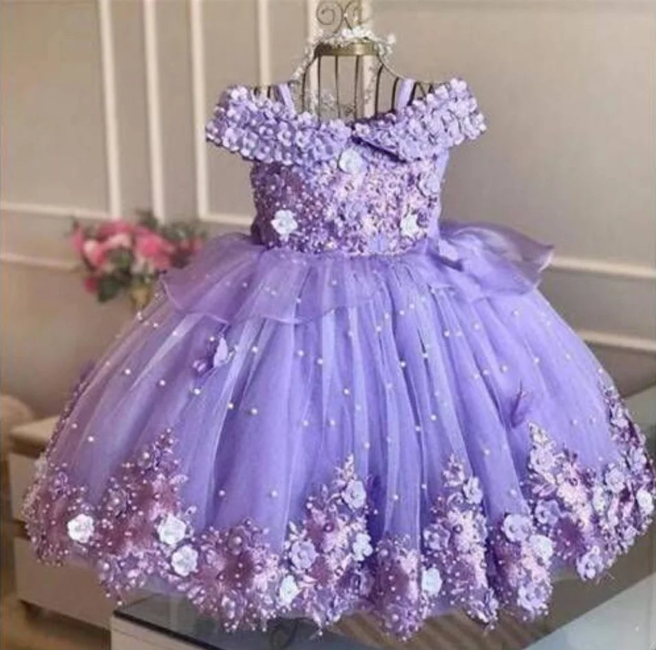 Girls' Lace Flower Girl Ball Gown | Sleeveless Party Dress | 3M–Child 14 | Braviixx