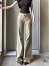 Women Loose Thin Flared Jeans 2026 Classic Female Low Waist Denim Trousers Girls Retro Fashion Khaki Straight Leg Pants