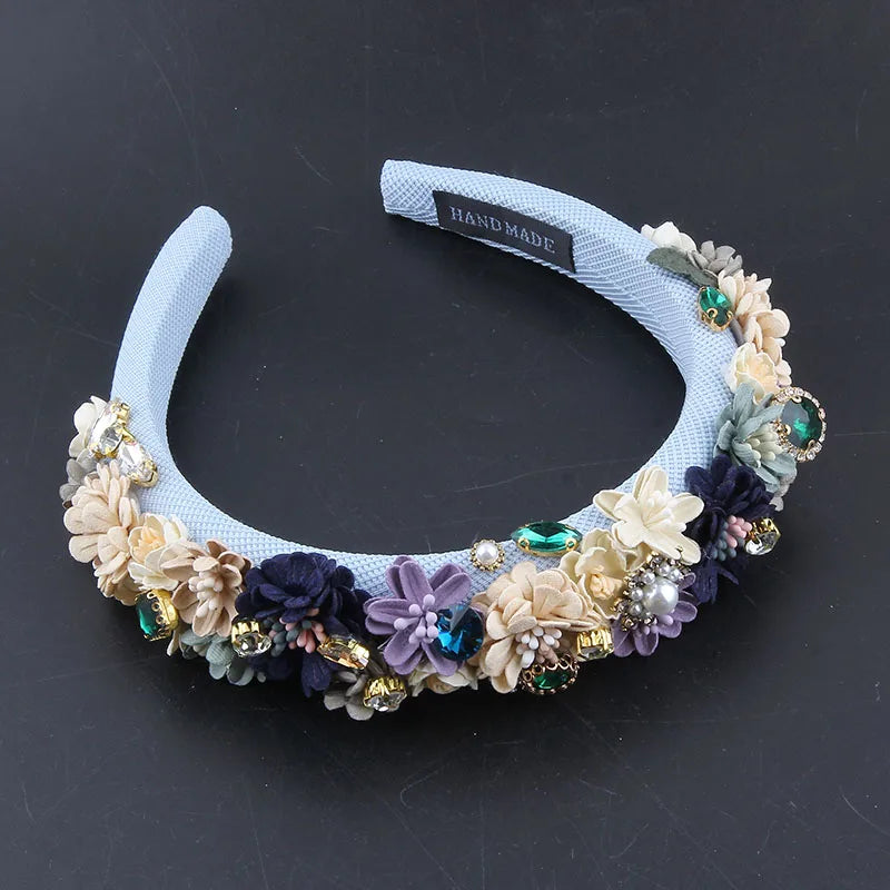 Pearl Fabric Flower Sponge Headbands Fashion Hair Accessories Trend Party Rhinestone Hairband Hair Band Girl Headwear20