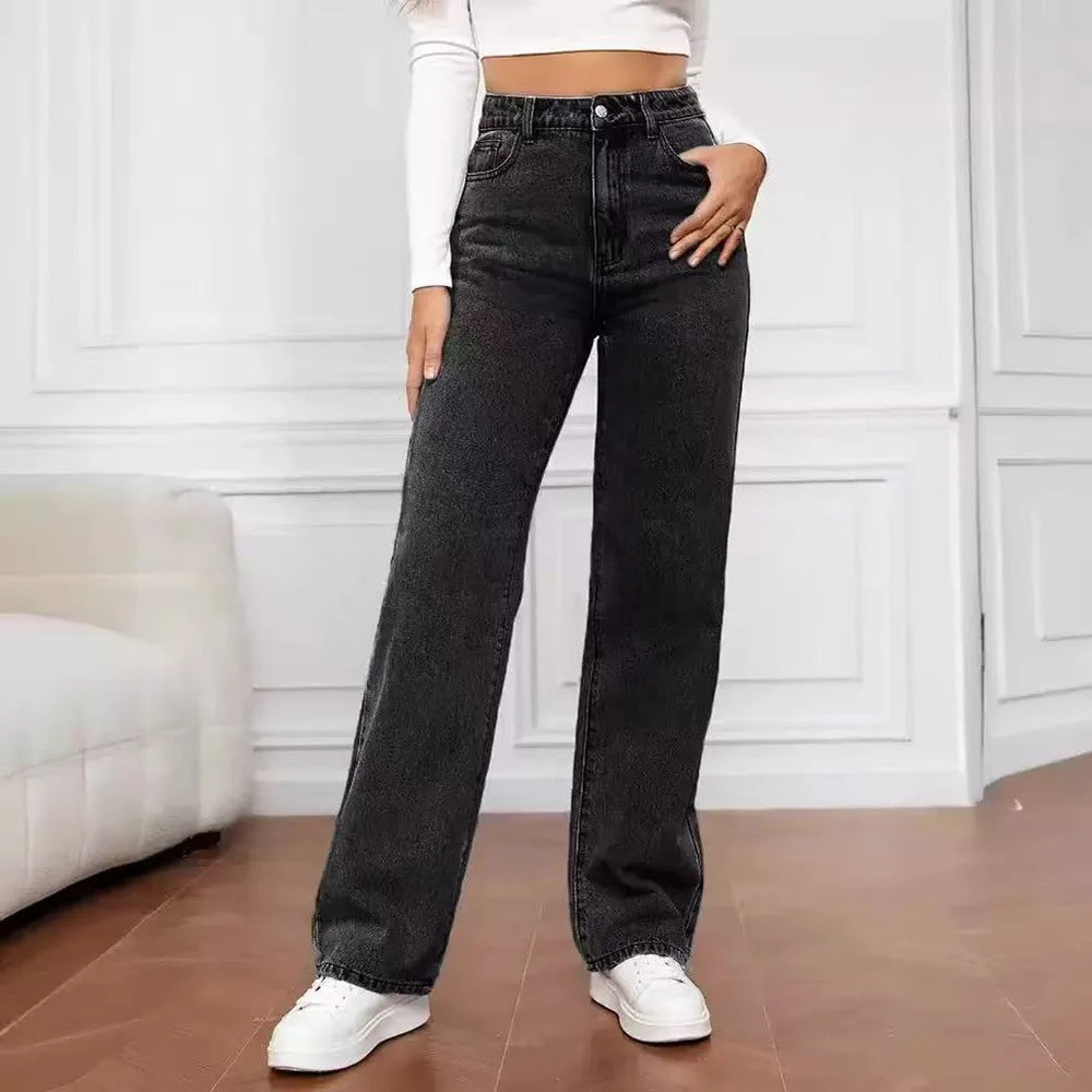 European and American Retro Trendy Washed Jeans for Women 2026 Spring and Autumn New Fashion Versatile Straight Long Pants