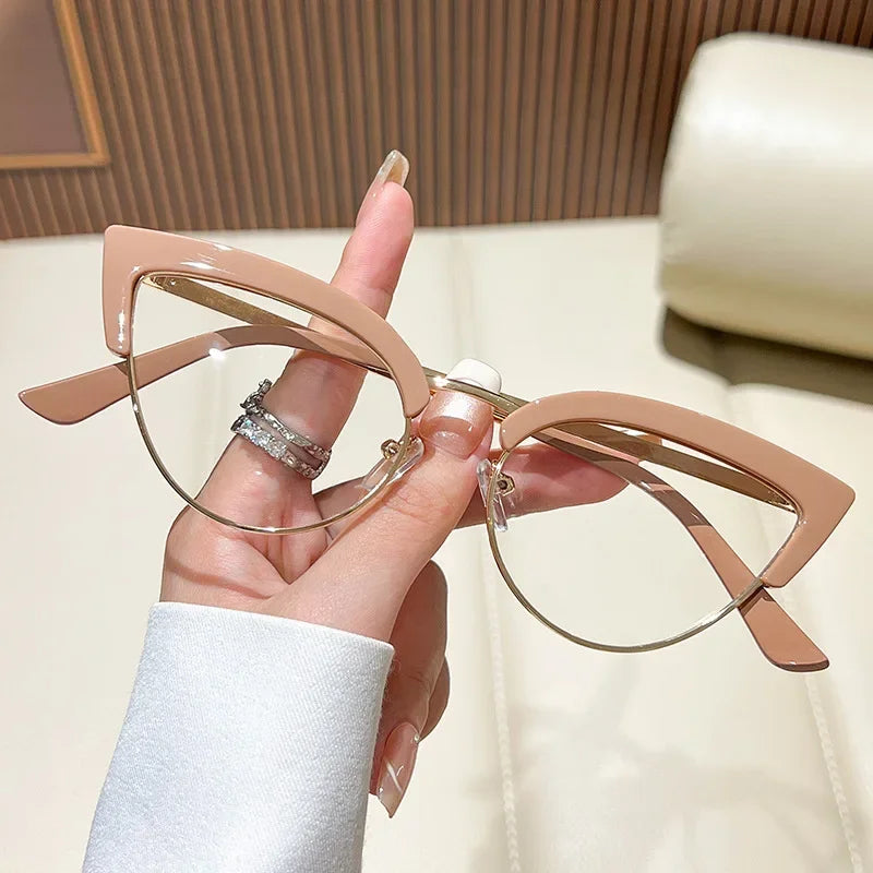 Women's Cat Eye Reading Glasses | Blue Light Blocking · HD Clear · Half-Rim | 5 Colours · 0 to +4.00 | Braviixx