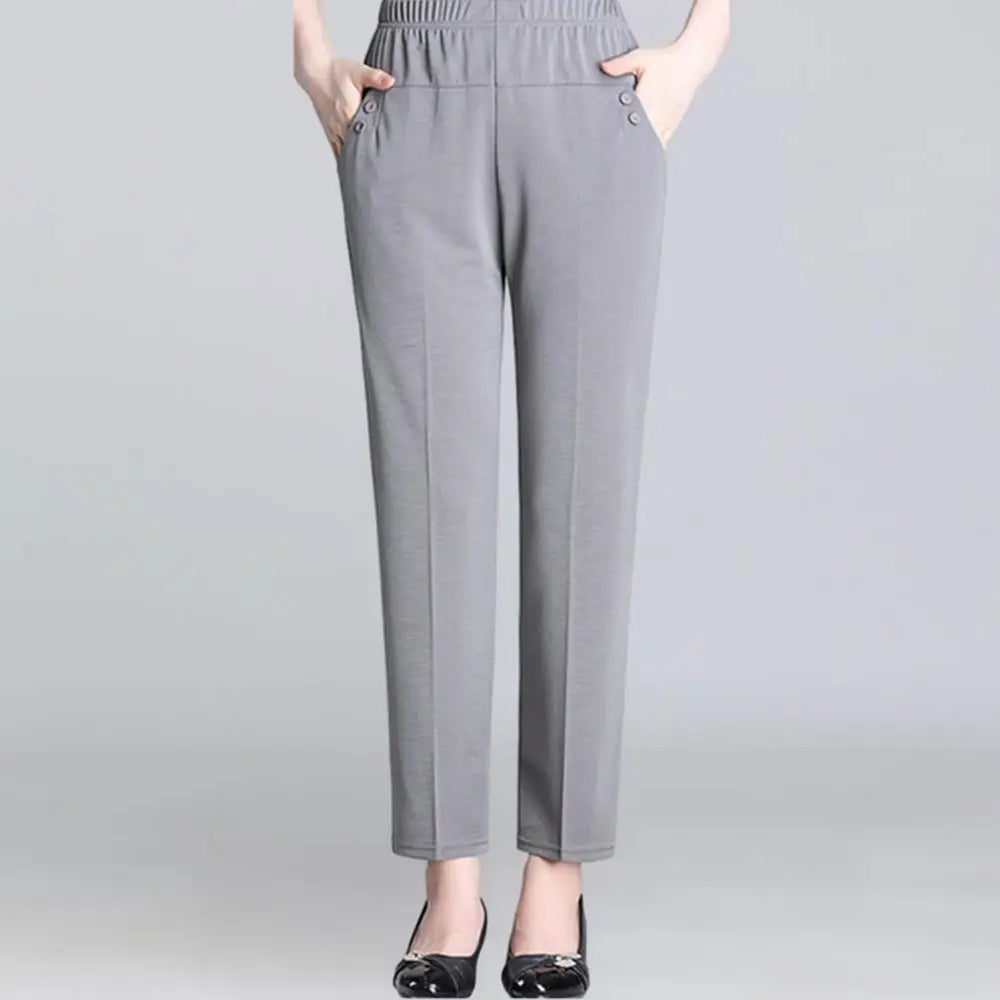 Women's High-Waist Straight-Leg Trousers | Elastic Waist & Pockets | Braviixx