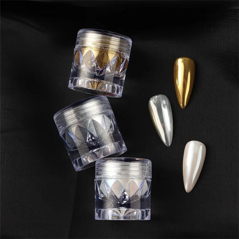 1g Mirror Chrome Nail Powder | Gold, Silver & 6-Piece Set | Braviixx