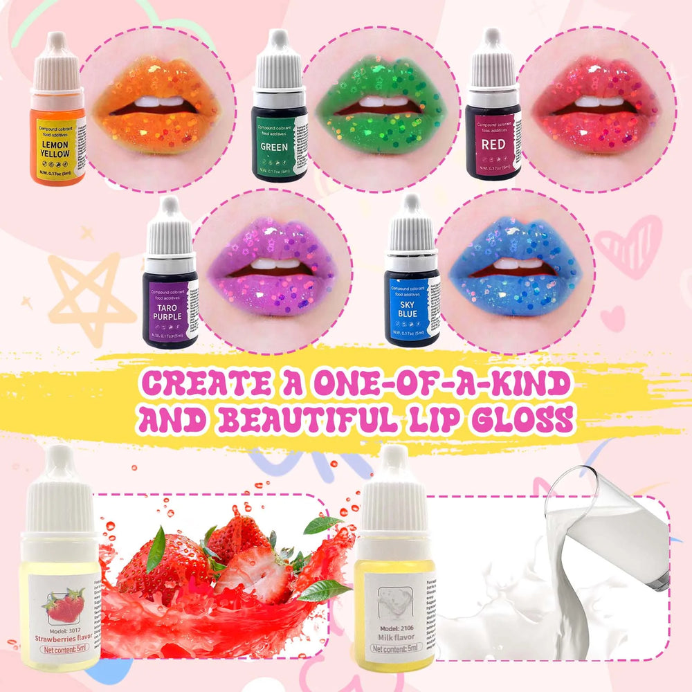 70-Piece DIY Lip Gloss Making Kit | Bases, Pigments & Filling Tools | Braviixx