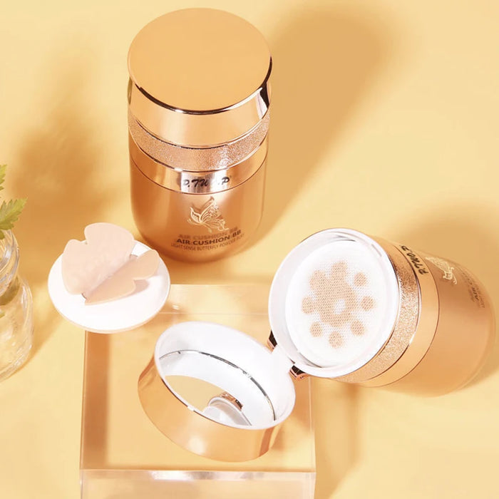 Air Cushion BB Cream | Moisturizing Foundation & Concealer with Butterfly Powder Puff | Braviixx