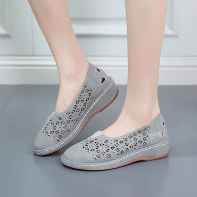 Cutout Slip-On Shoes | Round Toe & Low Wedge | Braviixx