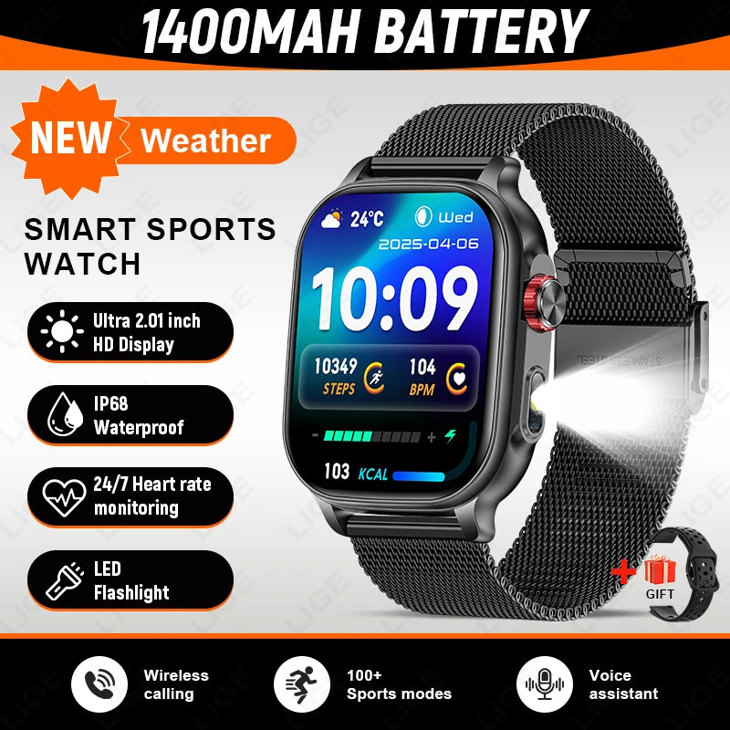 2.01" Outdoor Smart Watch with 1400mAh Battery & Bluetooth Calling | Braviixx