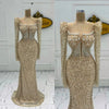 Champagne Embellished Mermaid Gown | Long Sleeves | Braviixx