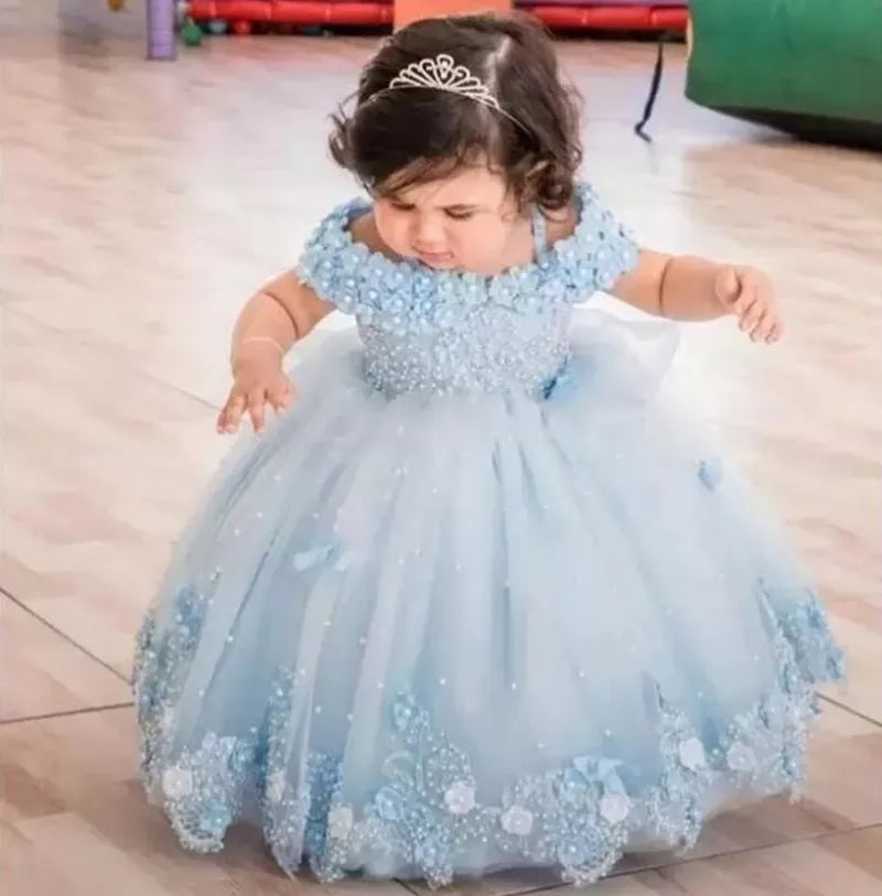 Girls' Lace Flower Girl Ball Gown | Sleeveless Princess Dress | 3M–14Y | Braviixx